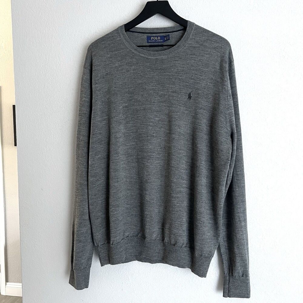 Polo Ralph Lauren Men’s Grey Washable Merino Wool Sweater Size XL